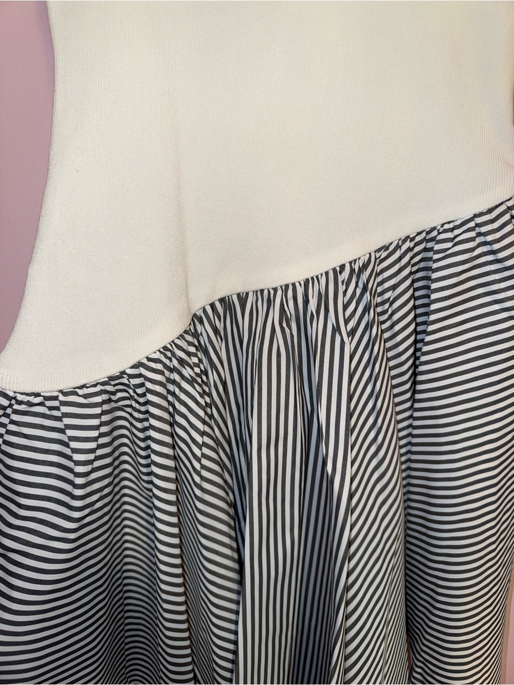 Fashion Nova White Knit Top with Navy Stripe Skirt Dress - Picture 2 of 4